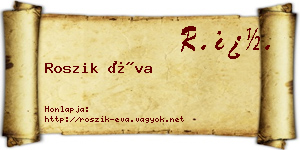 Roszik Éva névjegykártya